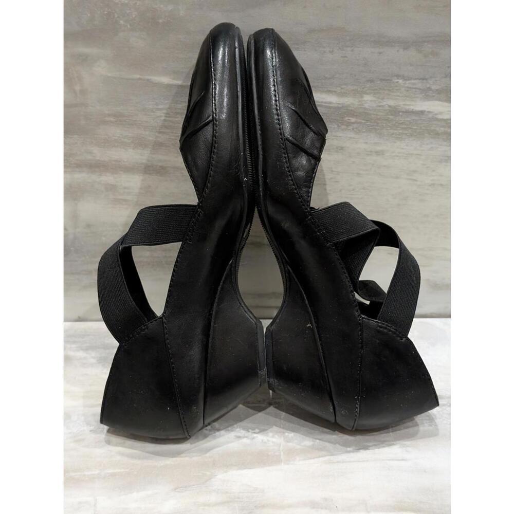 Nurture Black Leather Flats with Elastic Cross Straps 10M - Picture 2 of 7